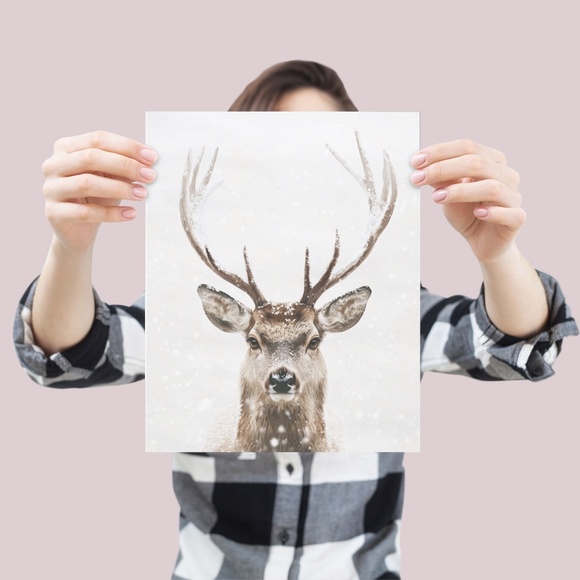 Deer Wall Art Print Poster Unframed - Watercolor Animal Print - Picture 4 of 8